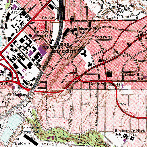 Topographic Map of Ursuline College, OH
