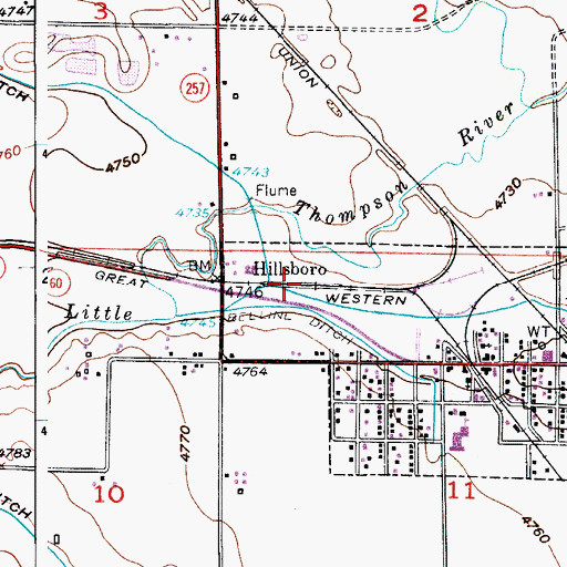 Topographic Map of Hillsboro, CO