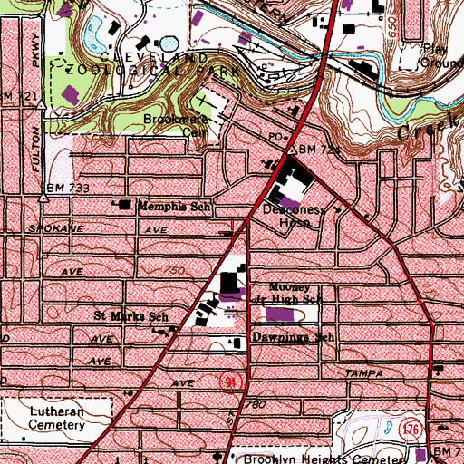 Topographic Map of Brooklyn United Presbyterian Church, OH