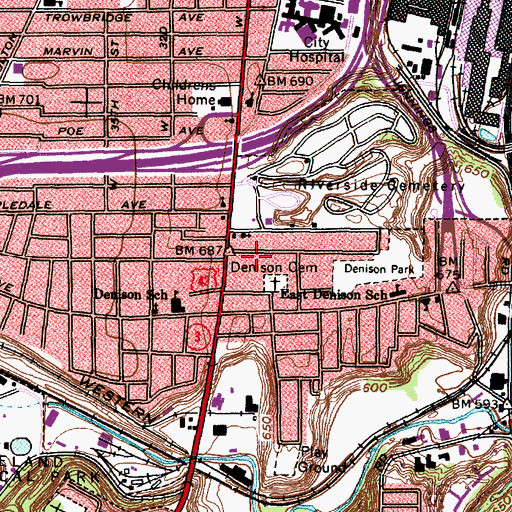 Topographic Map of Brookside Missionary Baptist Church, OH