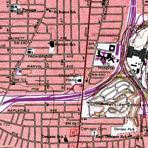 Topographic Map of Daisy Avenue Church of God (historical), OH