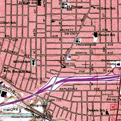 Topographic Map of Faith United Methodist Church, OH