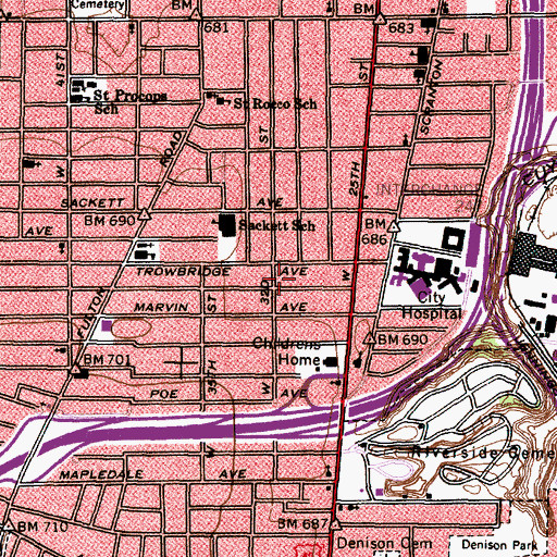 Topographic Map of Fourth Reformed Church (historical), OH