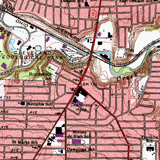 Topographic Map of Pearlbrook Post Office, OH