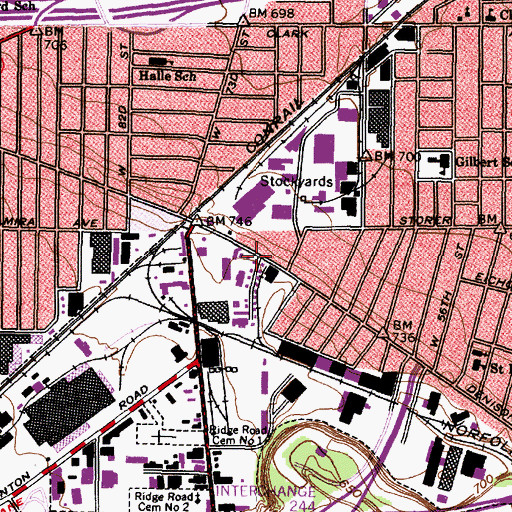 Topographic Map of Sachsenheim Hall, OH