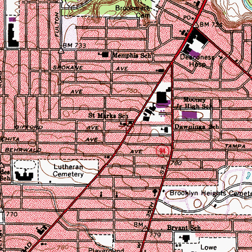 Topographic Map of Saint Marcus Evangelical Lutheran Church (historical), OH