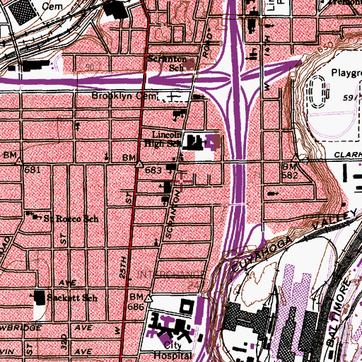Topographic Map of Saint Michaels Hall, OH