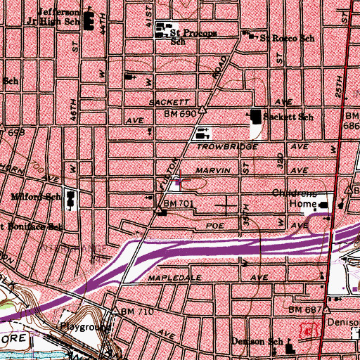 Topographic Map of Cleveland Division of Police - 2nd District, OH