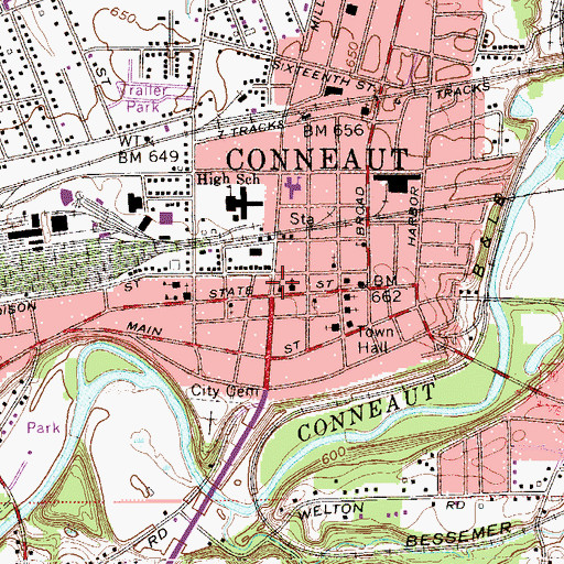 Topographic Map of First Baptist Church, OH