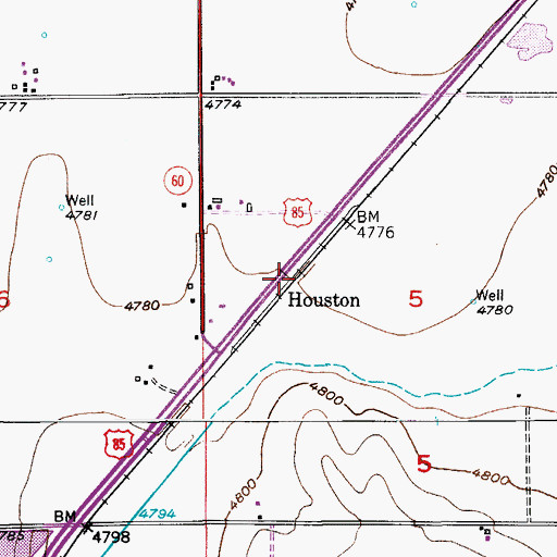 Topographic Map of Houston, CO