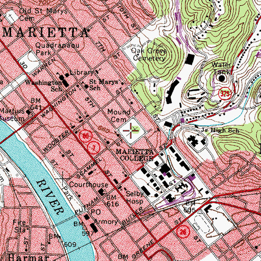 Topographic Map of Mound Cemetery, OH