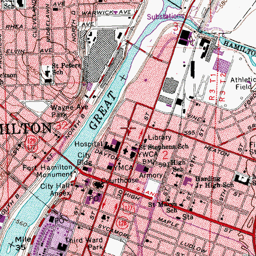 Topographic Map of Butler County Historical Museum, OH