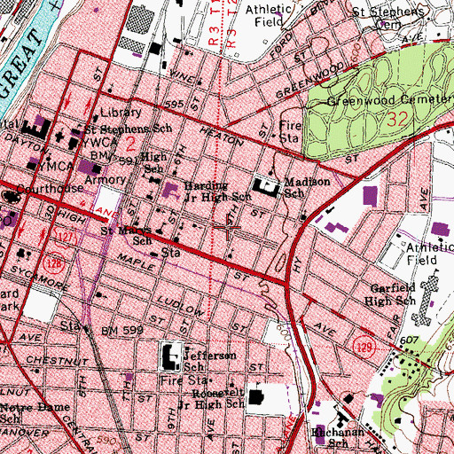 Topographic Map of Campbell Avenue Park, OH