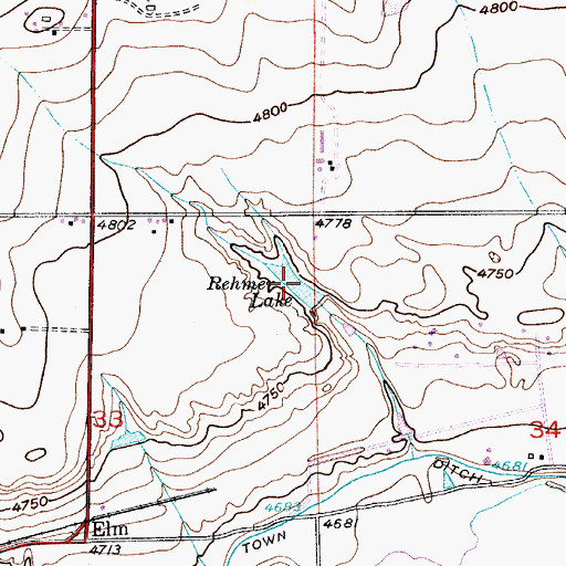 Topographic Map of Rehmer Lake, CO