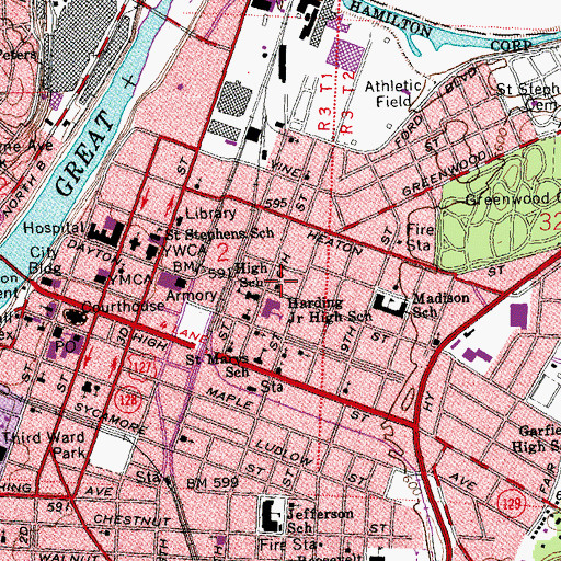 Topographic Map of Central Baptist Church, OH