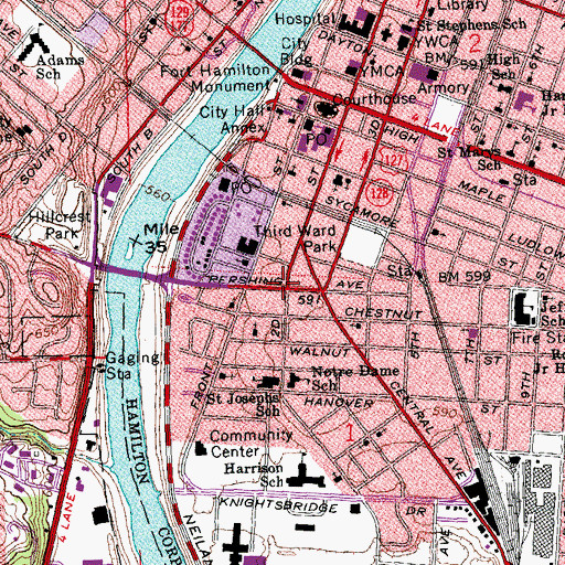 Topographic Map of Christ Temple Church of God in Christ, OH