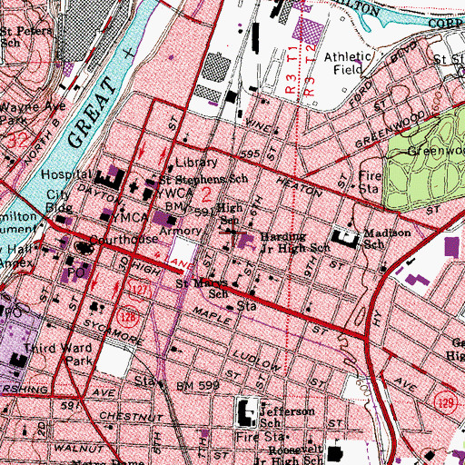 Topographic Map of Corpus Christi Catholic Elementary School, OH