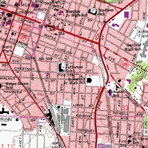 Topographic Map of Fire Station Number 4, OH