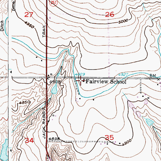 Topographic Map of Fairview School, CO