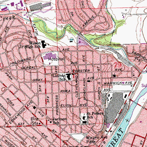 Topographic Map of First Church of the Brethren, OH