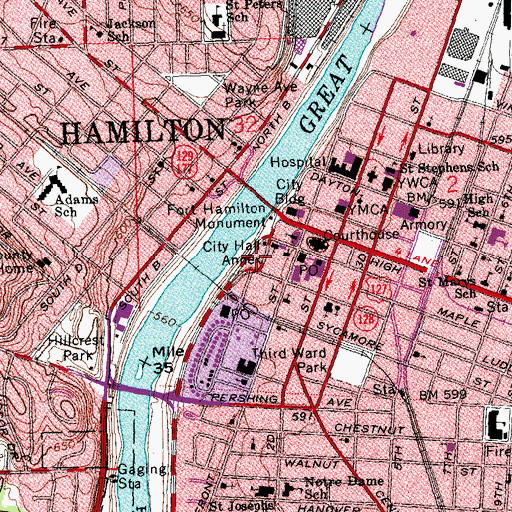 Topographic Map of Fitton Center for Creative Arts, OH