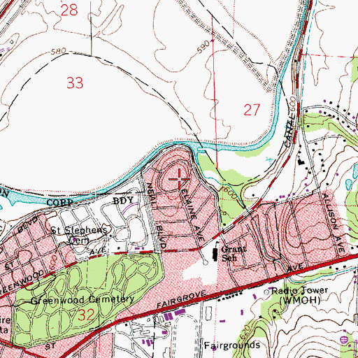 Topographic Map of Fordson Heights Playground, OH