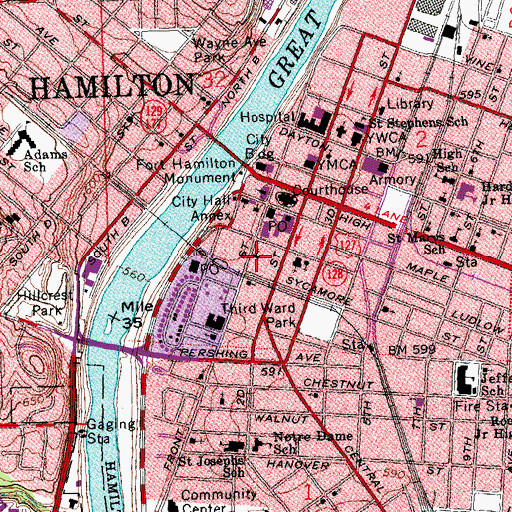 Topographic Map of Grace Methodist Church (historical), OH