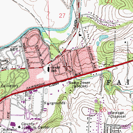 Topographic Map of Howard Wilson Park, OH