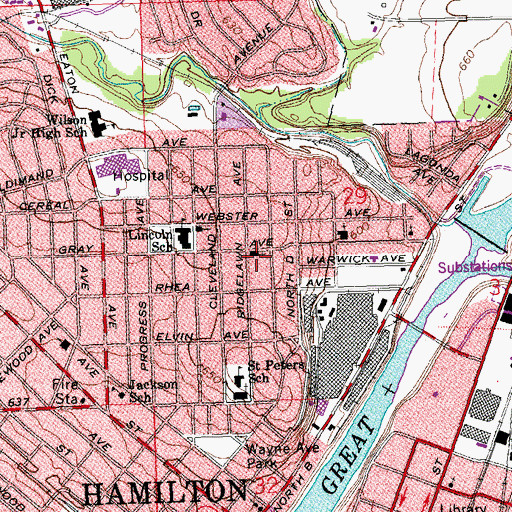 Topographic Map of Immanuel Baptist Church, OH