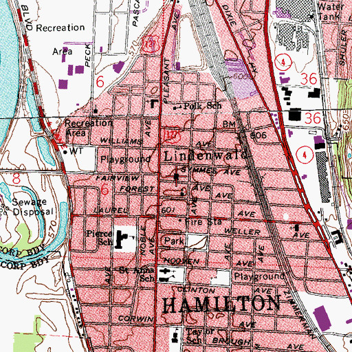 Topographic Map of Lindenwald Baptist Church, OH