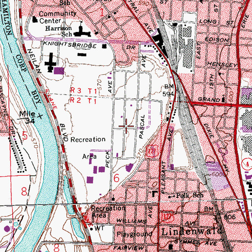 Topographic Map of Peck Office and Industrial Park, OH