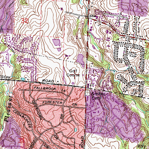 Topographic Map of Pleasant Run Recreation Center, OH