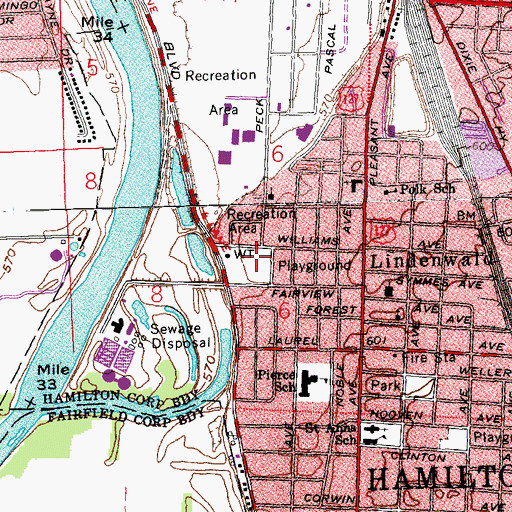 Topographic Map of Powerhouse Playground, OH