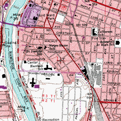 Topographic Map of Saint Phillips Christian Methodist Episcopal Church, OH