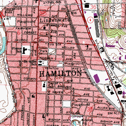 Topographic Map of Schuster Park, OH