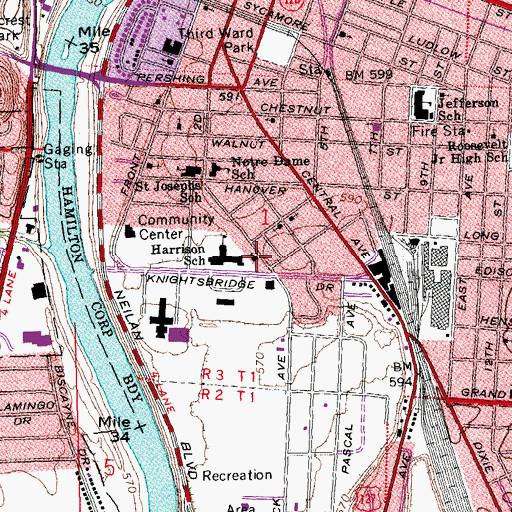 Topographic Map of Second Baptist Church, OH