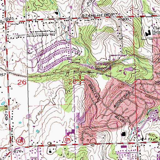 Topographic Map of Smalley Playfield, OH