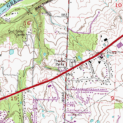 Topographic Map of Zimmerman Business Park, OH