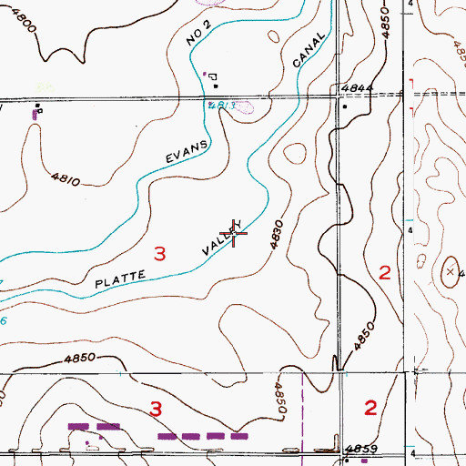 Topographic Map of Platte Valley Ditch, CO