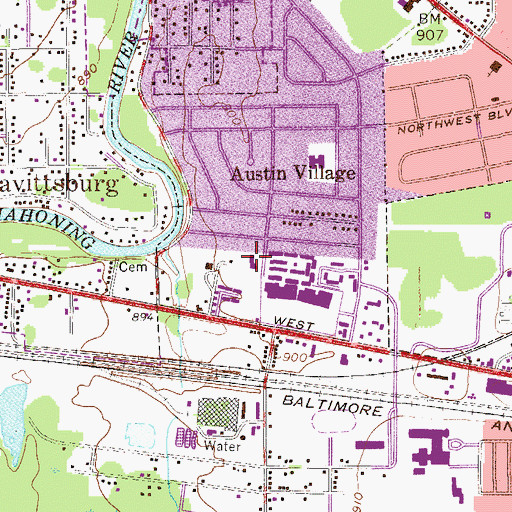 Topographic Map of Austin Village Baptist Church, OH