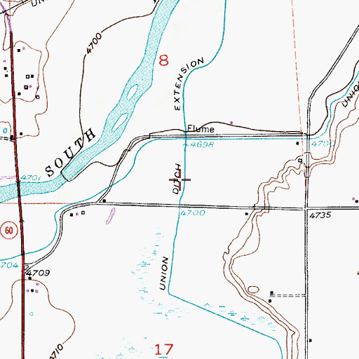 Topographic Map of Union Ditch Extension, CO