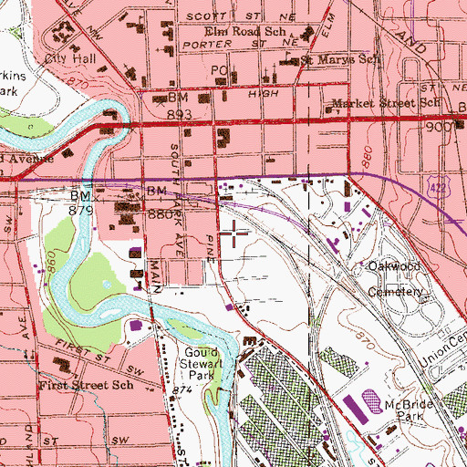 Topographic Map of Church of God, OH