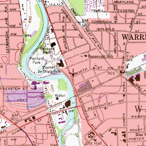 Topographic Map of Community Hospital of Warren, OH