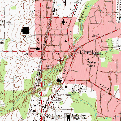 Topographic Map of Cortland Christian Church, OH