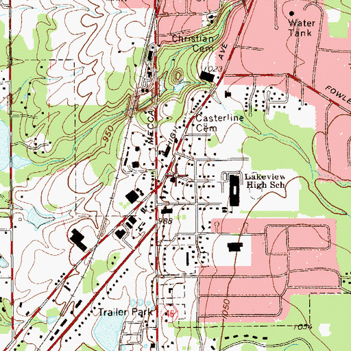 Topographic Map of Cortland First Church of God, OH