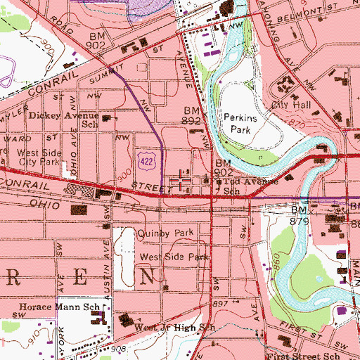 Topographic Map of Emmanuel Evangelical Lutheran Church, OH