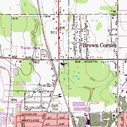 Topographic Map of Warren Township Fire Department Station 2, OH