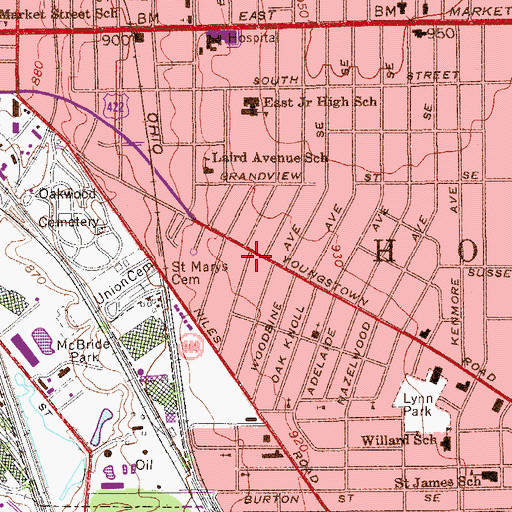 Topographic Map of Fire Station Number 4, OH