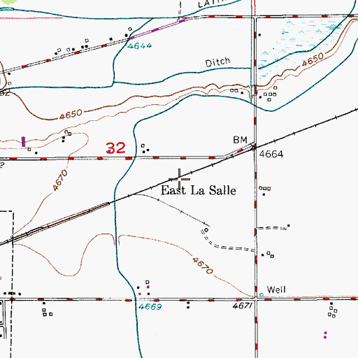 Topographic Map of East La Salle, CO