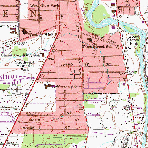 Topographic Map of Gethsemane Church of God in Christ, OH